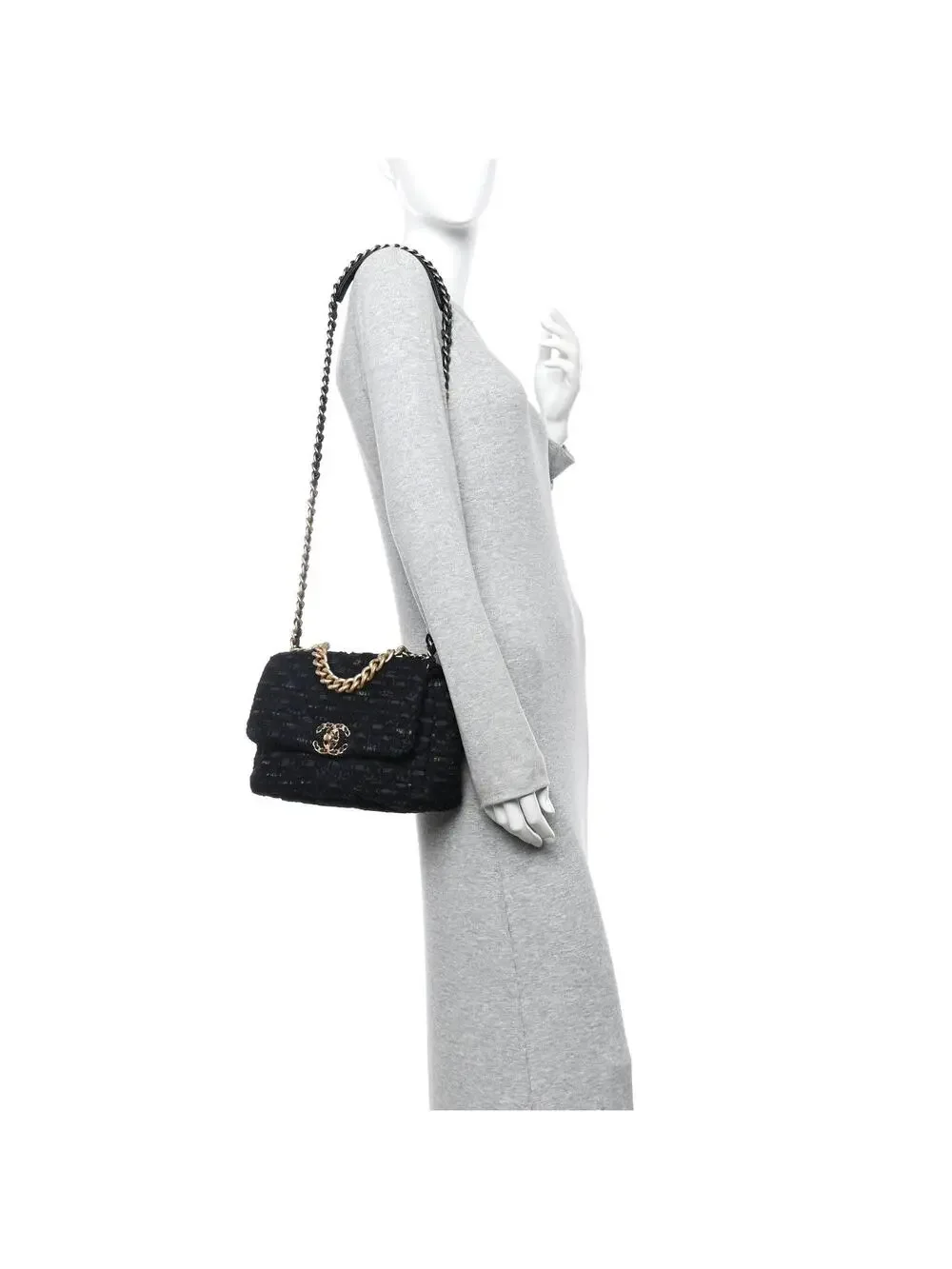 Tweed Quilted Medium Chanel 19 Flap #282187C48B